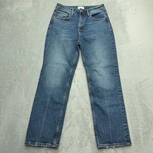 Driftwood Jeans Women 26 Blue Stella Straight Leg Raw Hem Stretch Denim Pants